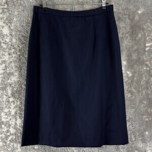 Pendleton Petite Size 12P Career Virgin Wool Midi Pencil Skirt Navy Button Zip